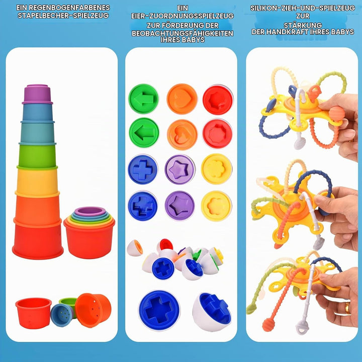 Montessori Baby Spielzeug für Monate,6 in 1 Motorikspielzeug ab Monate,Entwicklung der Sensorisches