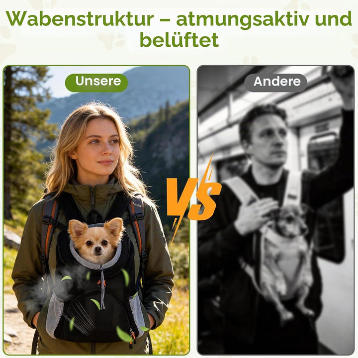 Hundetransportrucksack, Hundevorderrucksack, Haustiertransportrucksack, Fronttragerucksack, belüftet