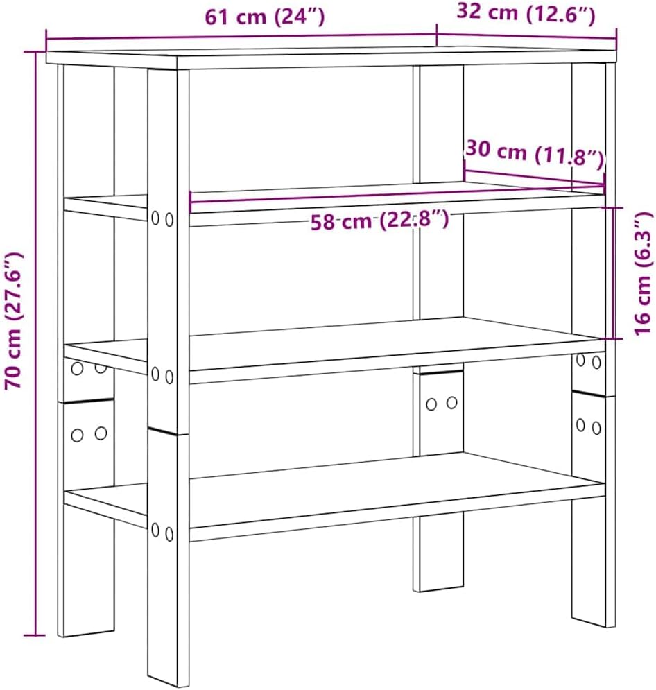 vidaXL Schuhregal Grau Sonoma 61x32x70 cm Holzwerkstoff, Schuhschrank, Schuhaufbewahrung, Schuhe Org