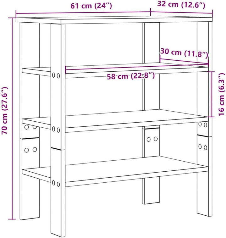 vidaXL Schuhregal Grau Sonoma 61x32x70 cm Holzwerkstoff, Schuhschrank, Schuhaufbewahrung, Schuhe Org