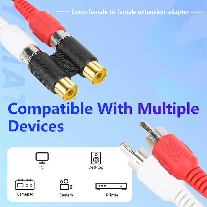 Cinch Koppler RCA Doppel Kupplung, 5 STK Cinch Buchse auf Buchse Kupplung 2 kanäle Adapterstecker Au
