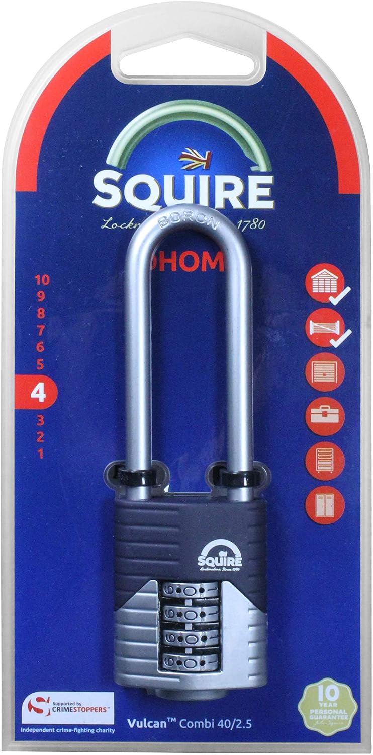 SQUIRE 40/2.5 Vulcan Combi 40/2.5 Hochsicheres Vorhangschloss, blau, 40 mm 40 mm Langer Bügel., 40 m