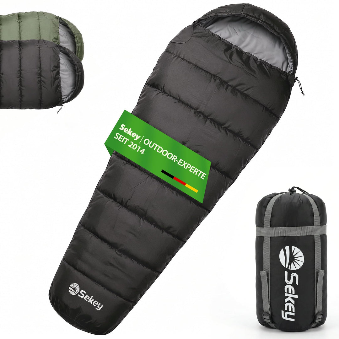 Sekey Schlafsack Erwachsene, 0,9 kg/ 1,7 kg Mumienschlafsack mit Anti-Klemm-Reissverschluss, Wassera