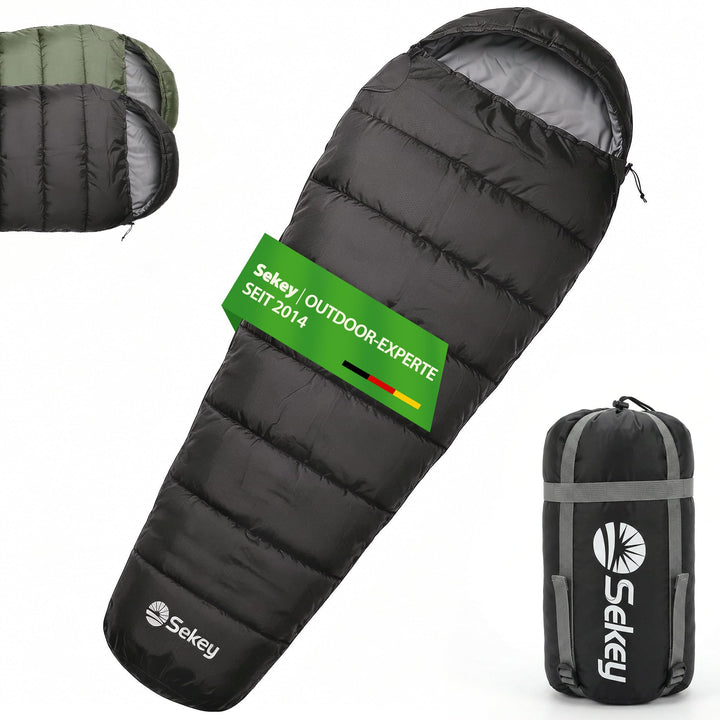 Sekey Schlafsack Erwachsene, 0,9 kg/ 1,7 kg Mumienschlafsack mit Anti-Klemm-Reissverschluss, Wassera