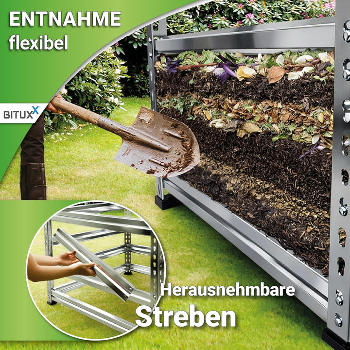 Bituxx Komposter Garten Wetterfest Kompostierer Kompostbehälter Metall 100 x 100 cm