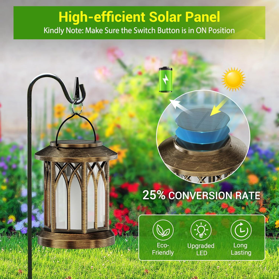 Garten Solarlampen für Aussen Hängend, GEARLITE 2 Stücke Solar Laternen für Draussen mit Realistisch