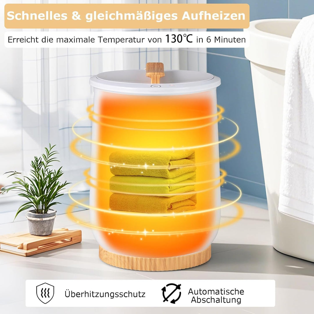 RELAX4LIFE 20L Handtuchwärmer, Handtuchtrockner elektrisch mit LED-Anzeige & 4 Timer-Einstellungen,