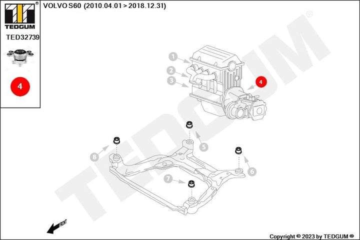 TEDGUM TED32739 MOTORHALTERUNG (LINKS)
