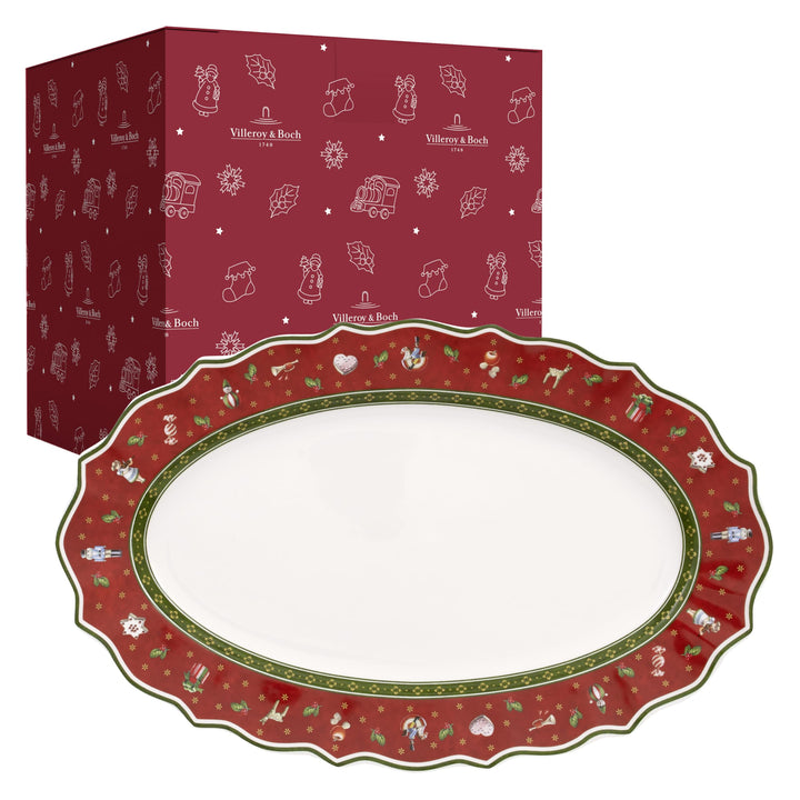 Villeroy und Boch Toy's Delight Mittelgrosse Servierplatte, Premium Porzellan, Rot, Oval Serviertell