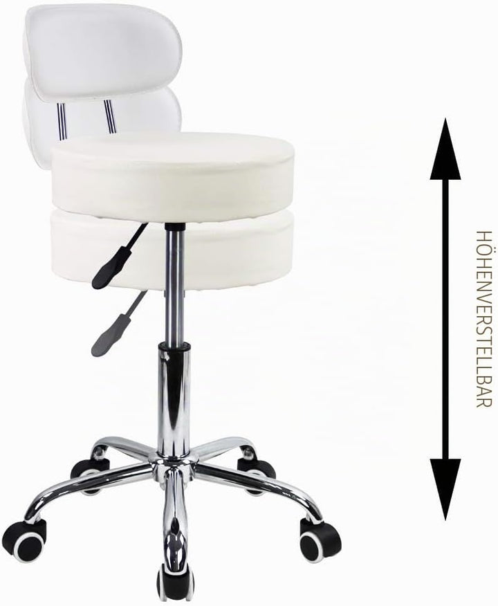 KKTONER Rollhocker mit Rückenlehne 360° drehbar Arbeitshocker höhenverstellbar 48-64cm für Büro Salo