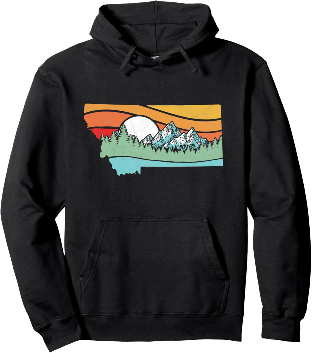 Montana Outdoors Retro Mountains & Nature Graphic Pullover Hoodie