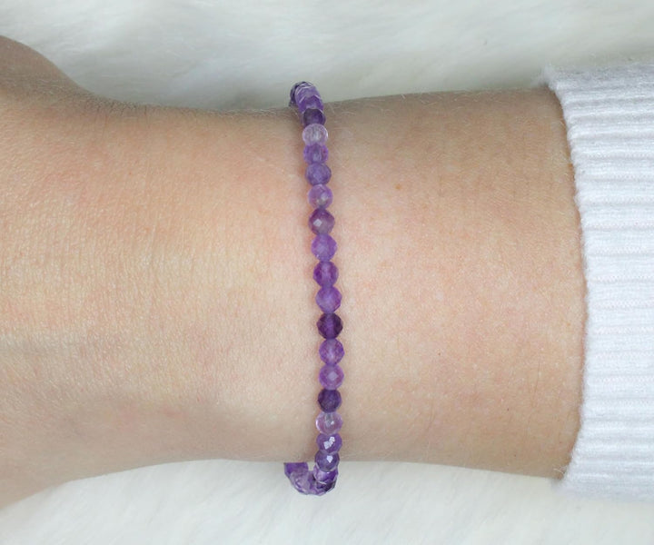 Echtes Edelstein Armband mit facettierten 3mm Perlen - verschiedene Längen - Heilstein Schutzstein E