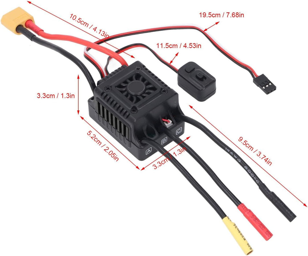 Walfront 45A RC-Brushless-Regler mit Externem Programmieranschluss für 1/10 RC-Car, Allwetter-Perfor