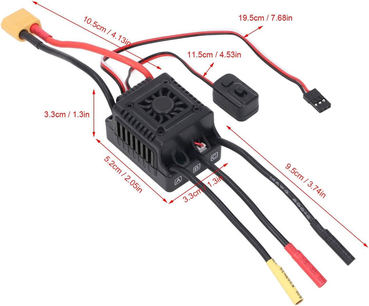 Walfront 45A RC-Brushless-Regler mit Externem Programmieranschluss für 1/10 RC-Car, Allwetter-Perfor