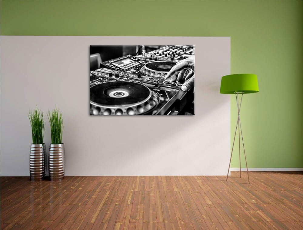 Pixxprint Modern beleuchteter DJ Pult als Leinwandbild/Grösse: 100x70 cm/Wandbild/Kunstdruck/fertig