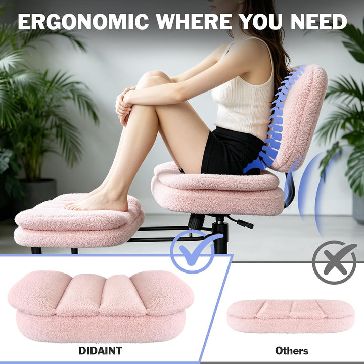 Bürostuhl Schreibtischstuhl Schneidersitz Stuhl, Kunstlammfell Ergonomischer Meditationsstuhl mit Ve