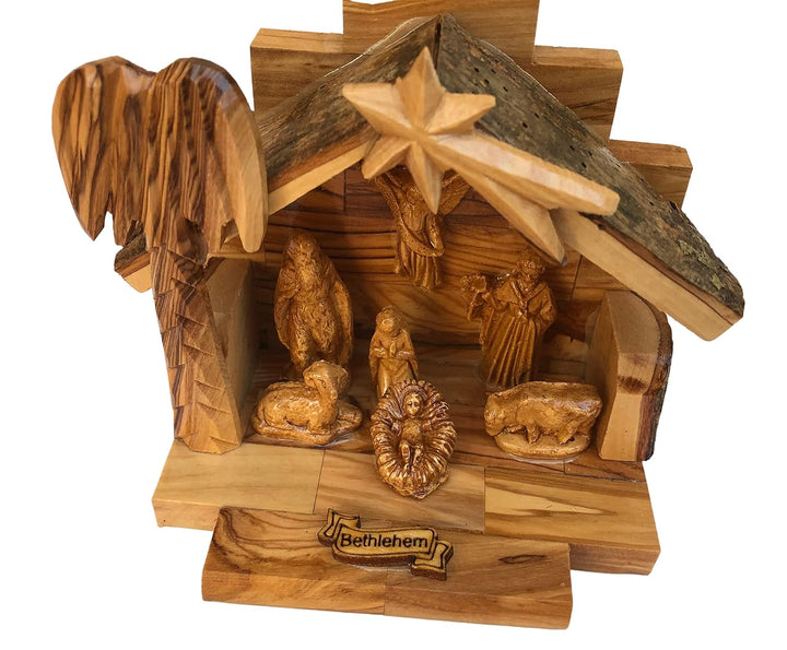 Olivenholz Krippenset mit Figuren aus Bethlehem