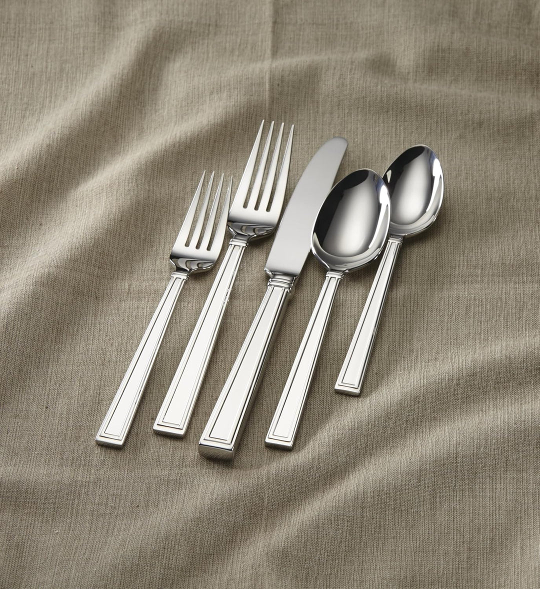 Lenox 883708 Piece Flatware Bratton Besteck-Set, 65-teilig, Edelstahl, metallisch, Bratton