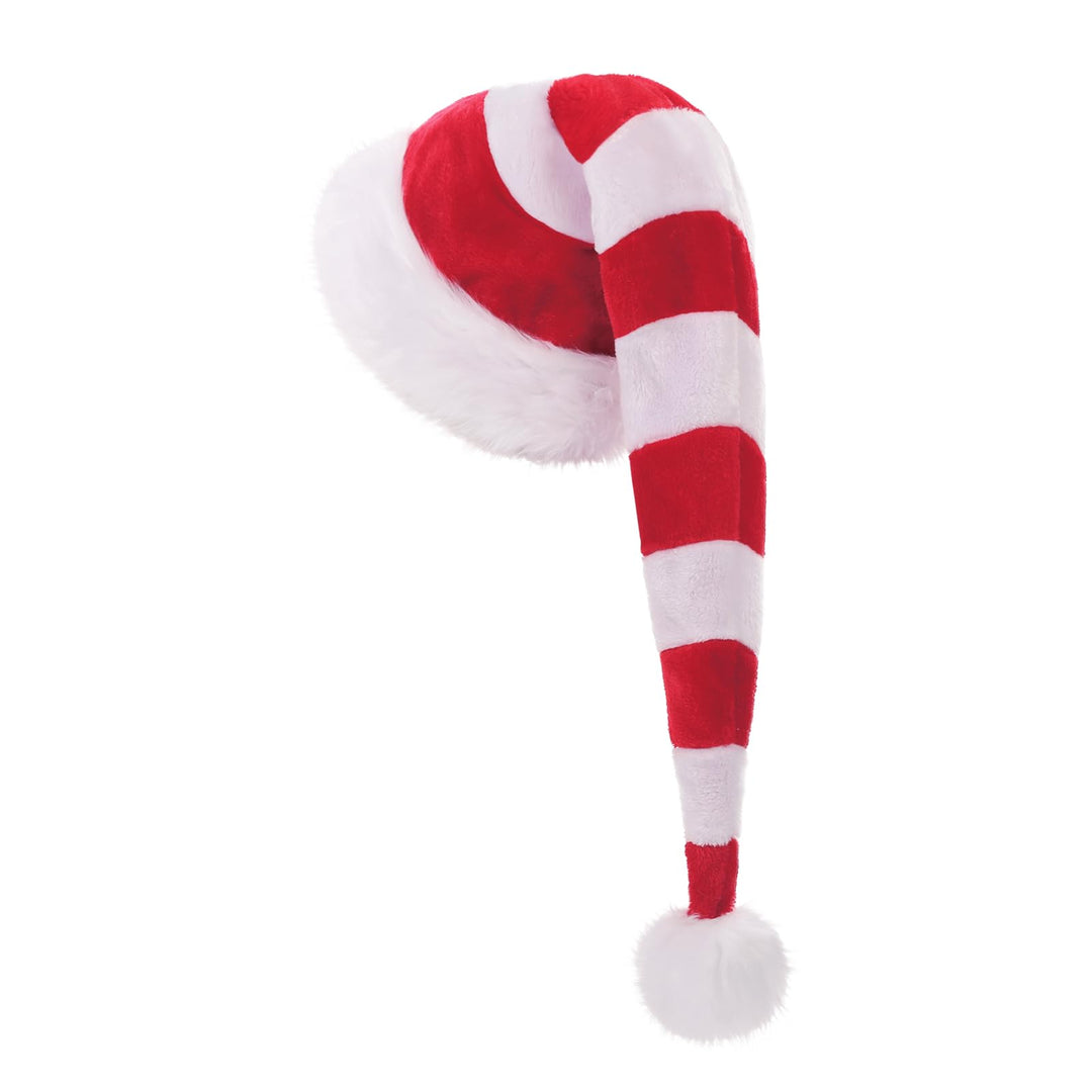 Weihnachtsmütze Verlängerte Erwachsene mit Streifen,Plüsch Weihnachtsmütze für Herren und Damen, San