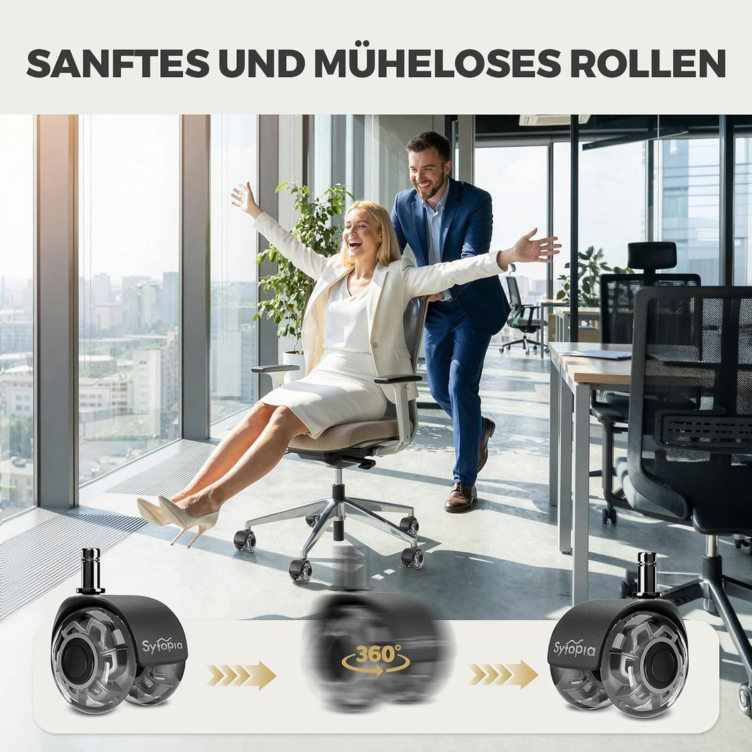 Sytopia Bürostuhl Rollen 10mm x 22 mm, Nur kompatibel mit 1KEA Stuhl (Nicht für 11mm stuhlrollen), 5