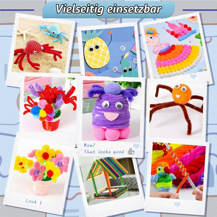 Purpledi 3300+ Stück Bastelsets für Kinder Bastelmaterial in Bastelkoffer, DIY Bastelzubehör Bastelb