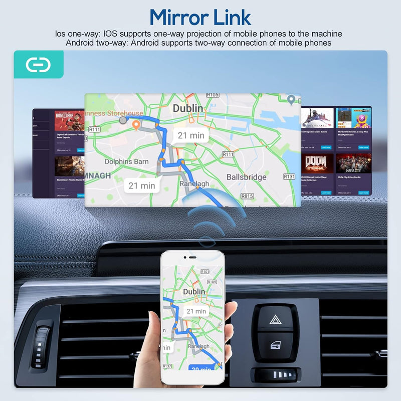Podofo Android 11 Autoradio 2 Din 2+32G Wireless Carplay Android Auto Mirror Link Bluetooth 9&