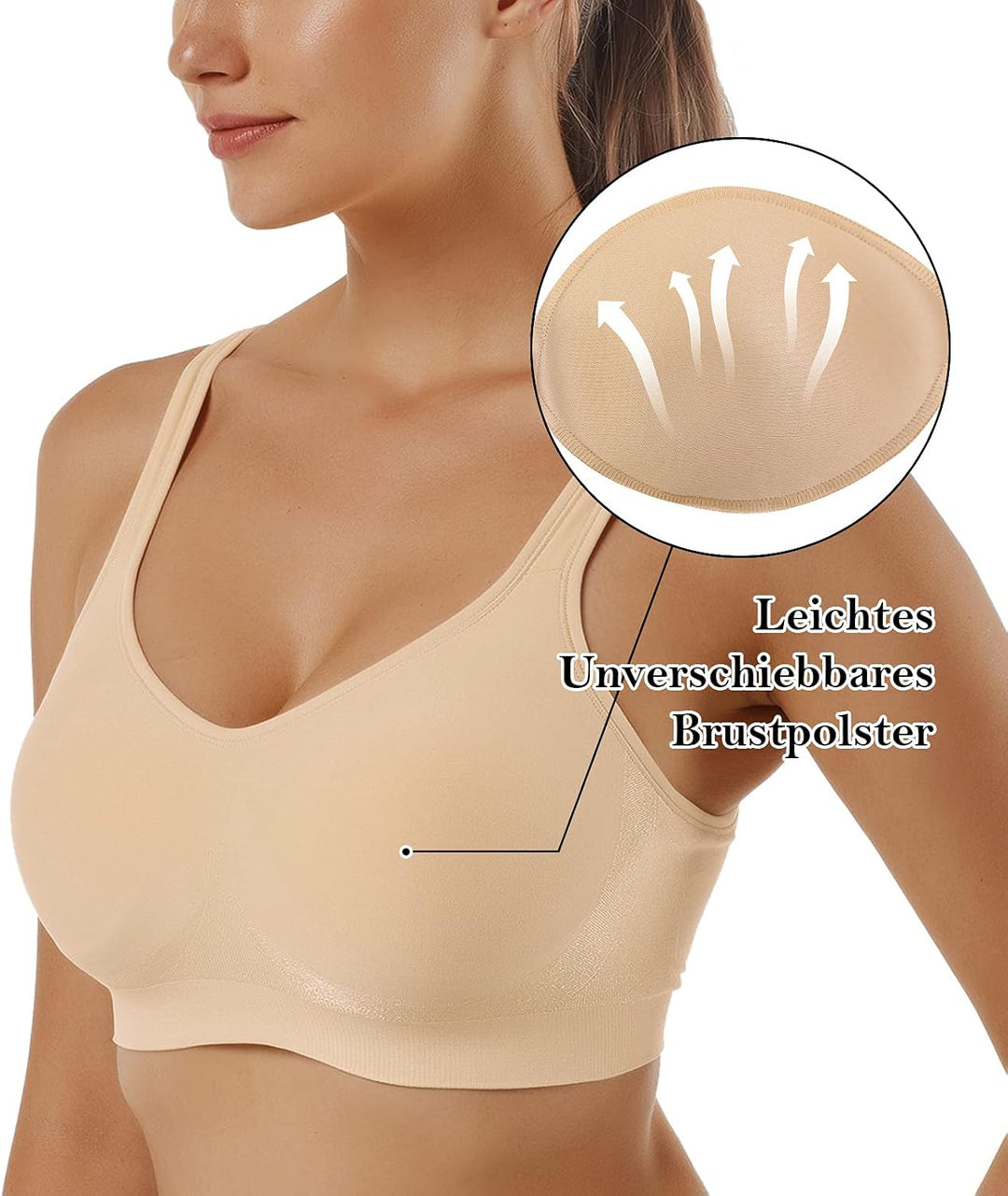 Vertvie Damen 1/2/3er Set Sport BH Einfarbig Ohne Bügel Bustier Klassische Bequem Stretch Bra Mittle