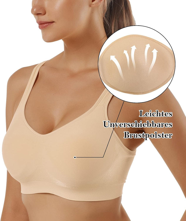 Vertvie Damen 1/2/3er Set Sport BH Einfarbig Ohne Bügel Bustier Klassische Bequem Stretch Bra Mittle