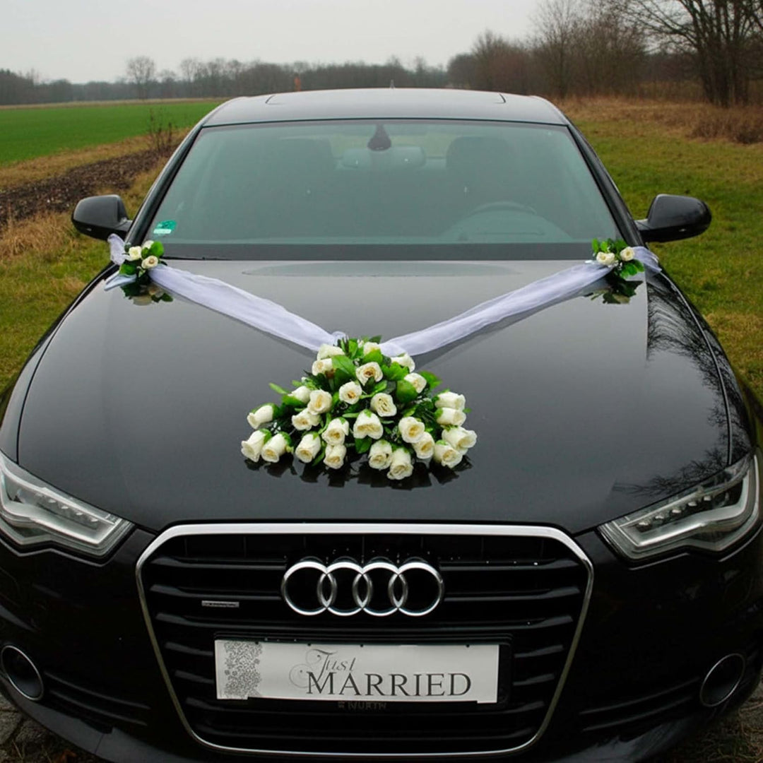 Spitze STRAUss Auto Schmuck Braut Paar Rose Deko Dekoration Autoschmuck Hochzeit Car Auto Wedding De