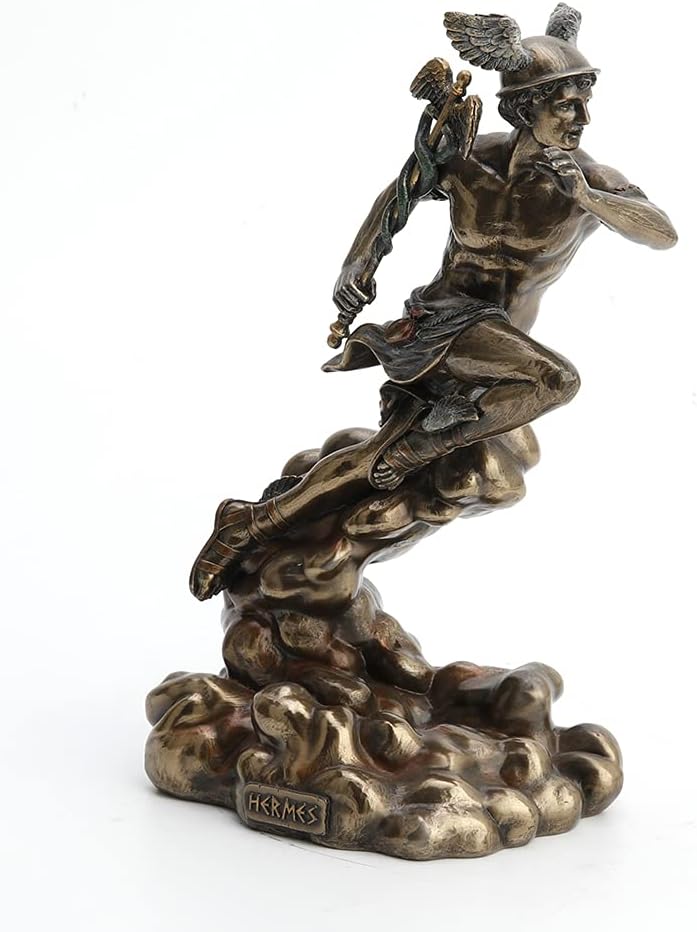 VERONESE Design Polyresin Griechischer Gott Hermes läuft auf Wolken Statue