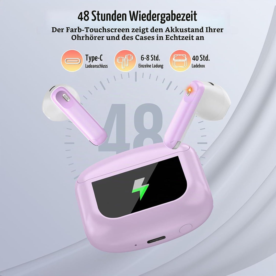Touchscreen Bluetooth Kopfhörer, 2026 In Ear Kopfhörer Kabellos Bluetooth 5.4 mit ENC Noise Cancelli