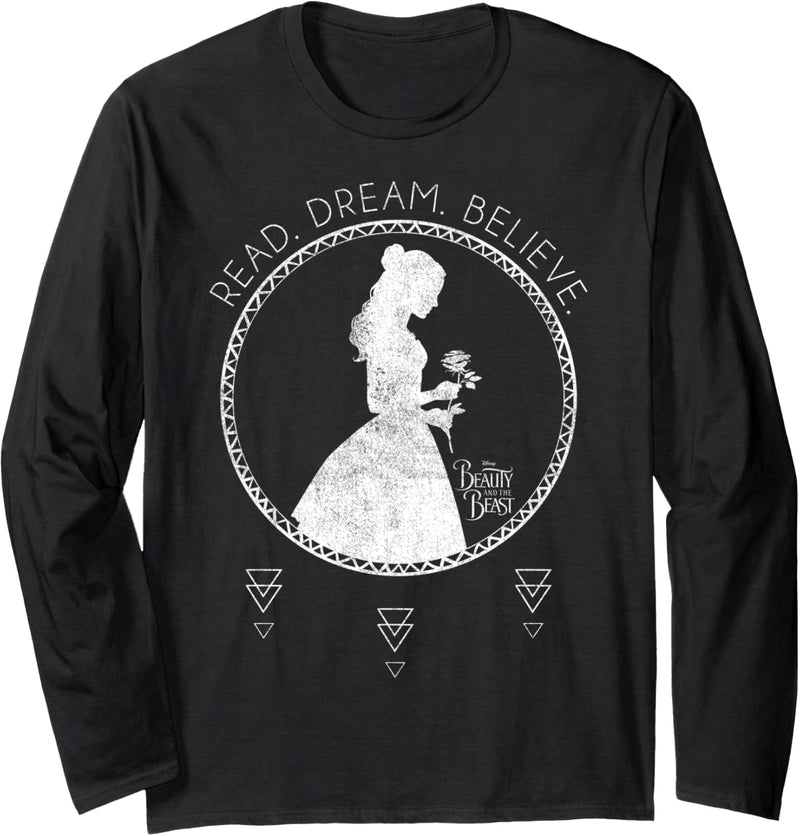 Disney Beauty And The Beast Read Dream Believe Silhouette Langarmshirt