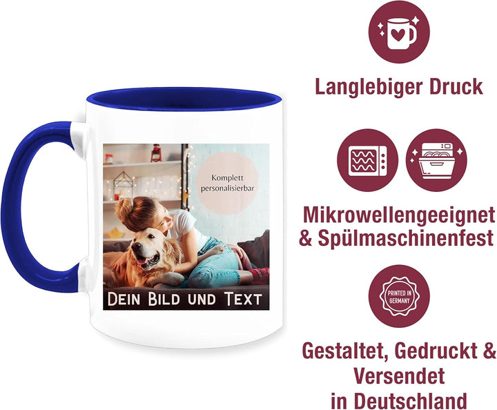 Tasse Tassen 325ml - eigenem - Foto Bild Geschenk I Dein Bild und Text - 325 ml - Dunkelblau - fotot
