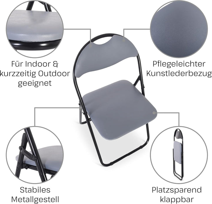 MACOShopde by MACO Möbel Raburg Gästestuhl 6er Set Paul - in GRAU, stabiles Faltstuhl + Klappstuhl-S