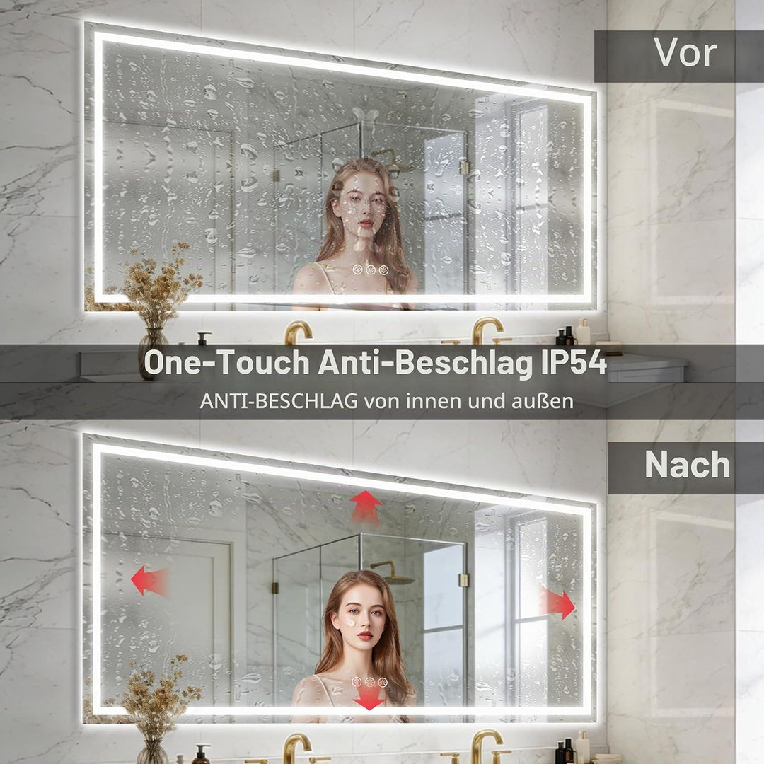 Badspiegel mit Beleuchtung LED, 80x180cm Spiegel mit Light, Wandspiegel mit Frontbeleuchtung, Antibe
