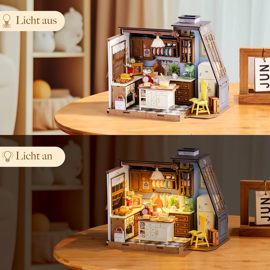 Rolife Miniatur Haus Bäckerei Küche - Mini Haus Selber Bauen, Puppenhaus Tiny House Bausatz 3D Puzzl