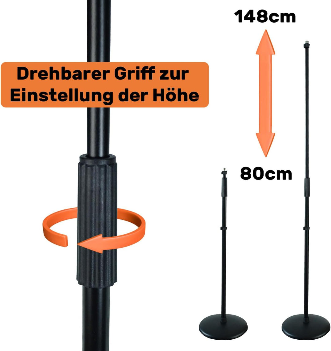 keepdrum MS015 Mikrofonständer gerade mit rundem Tellerfuss Stativ gerade MS015, Stativ gerade MS015