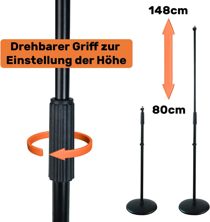 keepdrum MS015 Mikrofonständer gerade mit rundem Tellerfuss Stativ gerade MS015, Stativ gerade MS015