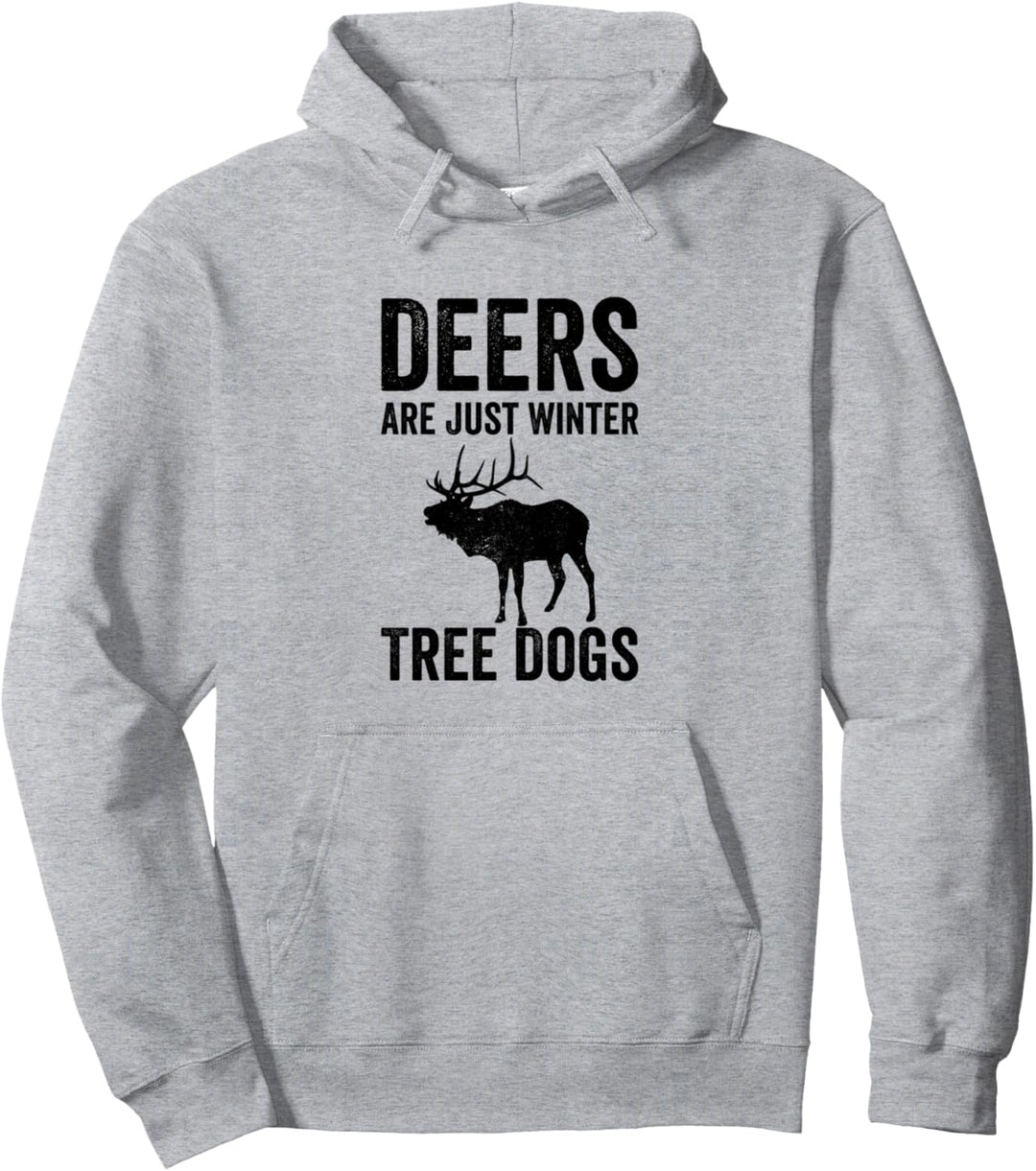 Lustige Hirsche, die den Winter retten, Baumhunde Pullover Hoodie