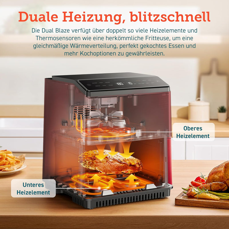 COSORI Heissluftfritteuse XXL, Dual Blaze, 6,4 L(1.81kg) Wifi verbunden, Airfryer mit 12 Multifunkti