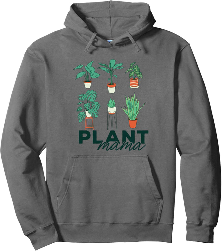 PLANT MAMA Illustrated Potted House Plants Gardening Meme Pullover Hoodie