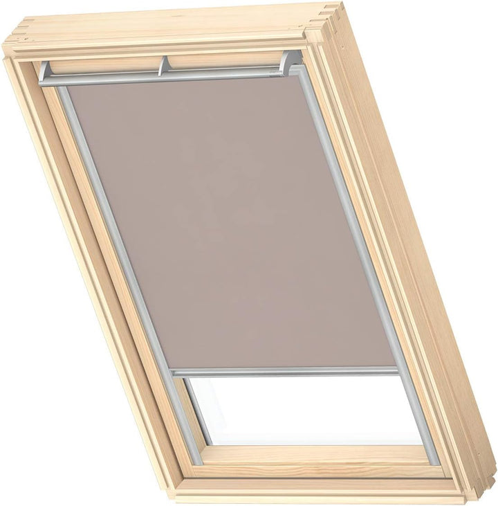 VELUX Original Dachfenster Sichtschutzrollo für PK06, Hell-Taupe, mit Grauer Führungsschiene
