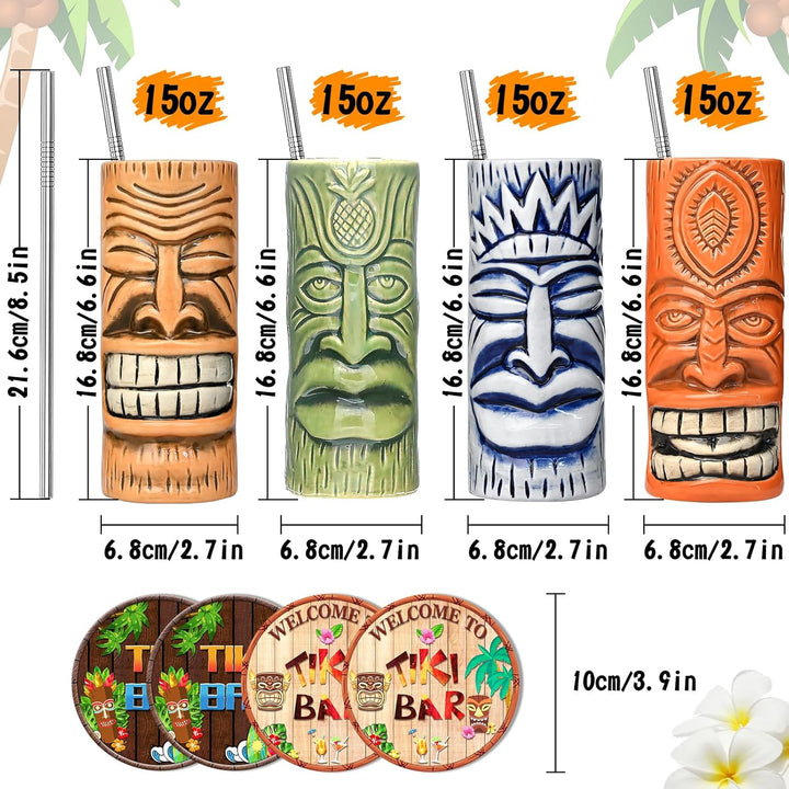 SuproBarware Tiki Mugs Set of 4 (TJB4-4), Tjb4-4