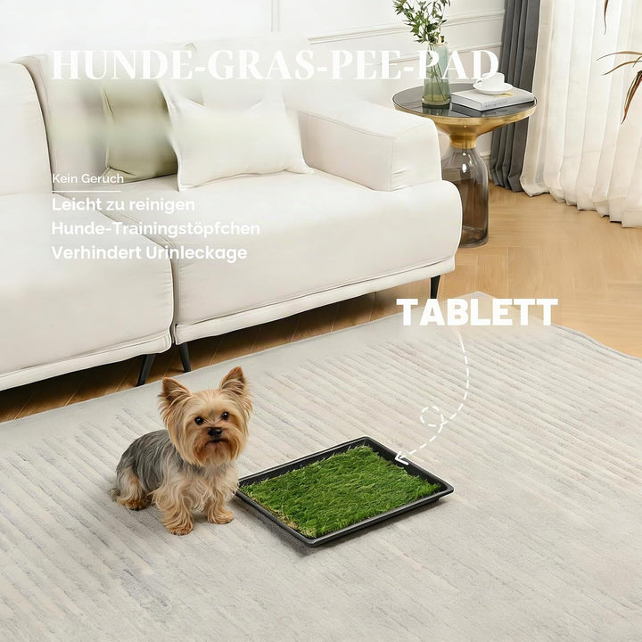MEEXPAWS Hundetoilette Hundegras-Pisspads für Hunde mit Tablett | 2× Kunstrasenpads für Hunde | 2 Tr