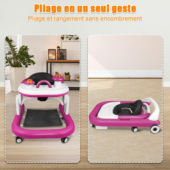 5-in-1 Lauflernhilfe für Babys, mit verstellbaren Höhen, Gehfrei Babywalker ab 6 Monate, bis zu 25 k