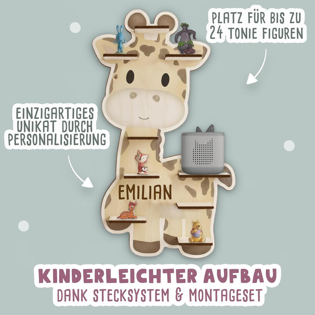 hellomini Tonie Regal Mädchen mit Wunschnamen - Personalisiertes Toniebox Regal fürs Kinderzimmer -