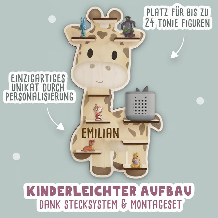 hellomini Tonie Regal Mädchen mit Wunschnamen - Personalisiertes Toniebox Regal fürs Kinderzimmer -