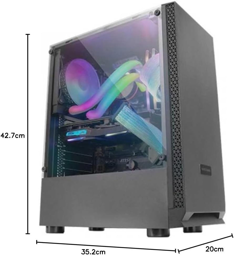 Mars Gaming MCN2, ATX Gaming PC Gehäuse, Volles Seitenfenster, Frontgitter, Doppelkammer Design, 12c