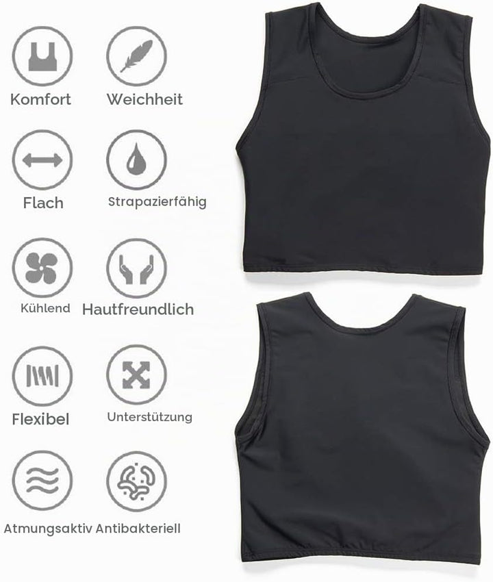 XUJI Transgender FTM Trans Atmungsaktive Halb Brust binder 4XL Schwarz, 4XL Schwarz