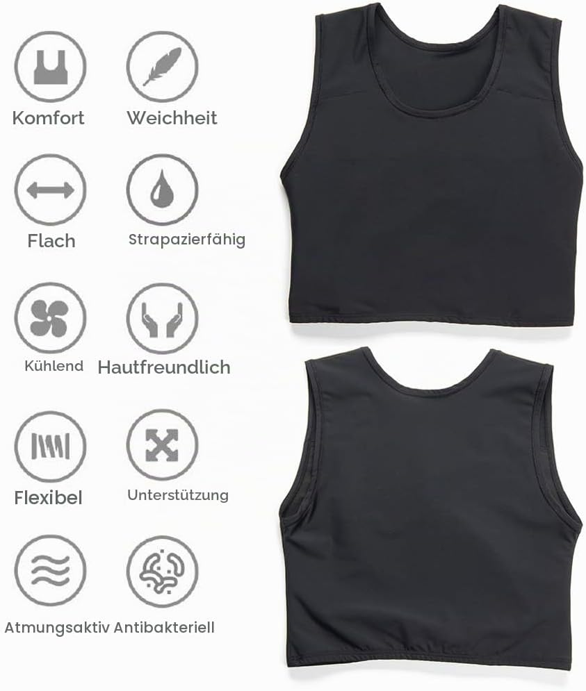 XUJI Transgender FTM Trans Atmungsaktive Halb Brust binder L Schwarz, L Schwarz